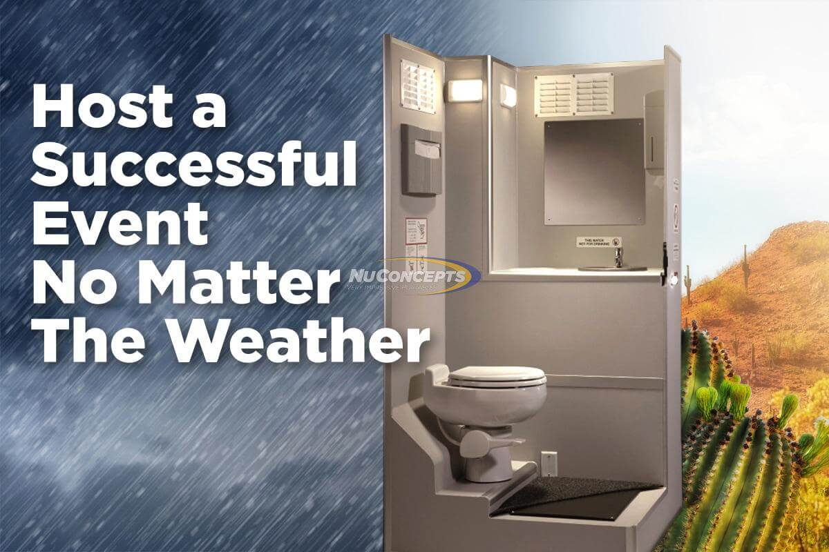 restroom trailer in bad weather